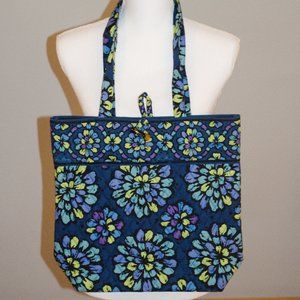 Vera Bradley Indigo Pop Blue Floral Tote Bag Purse